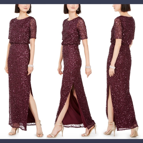 NWT Adrianna Papell‎ Blouson Sequin Gown cassie - Picture 1 of 12